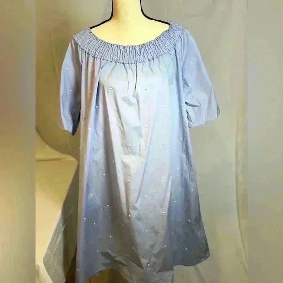 NWT!SPENSE Baby Blue Dress w/smocked neckline w/ pearl embellishments (Size XXL) - Picture 3 of 16
